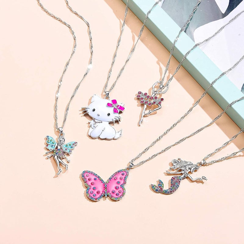 SYNLIN Cute Necklaces for Teen Girls - Adorable Pastel Crystal Necklace for Little Girls - Unicorn and Fairy Gifts - Dainty Necklace Birthday Gift Pack (3/6 Pcs) - Image 3
